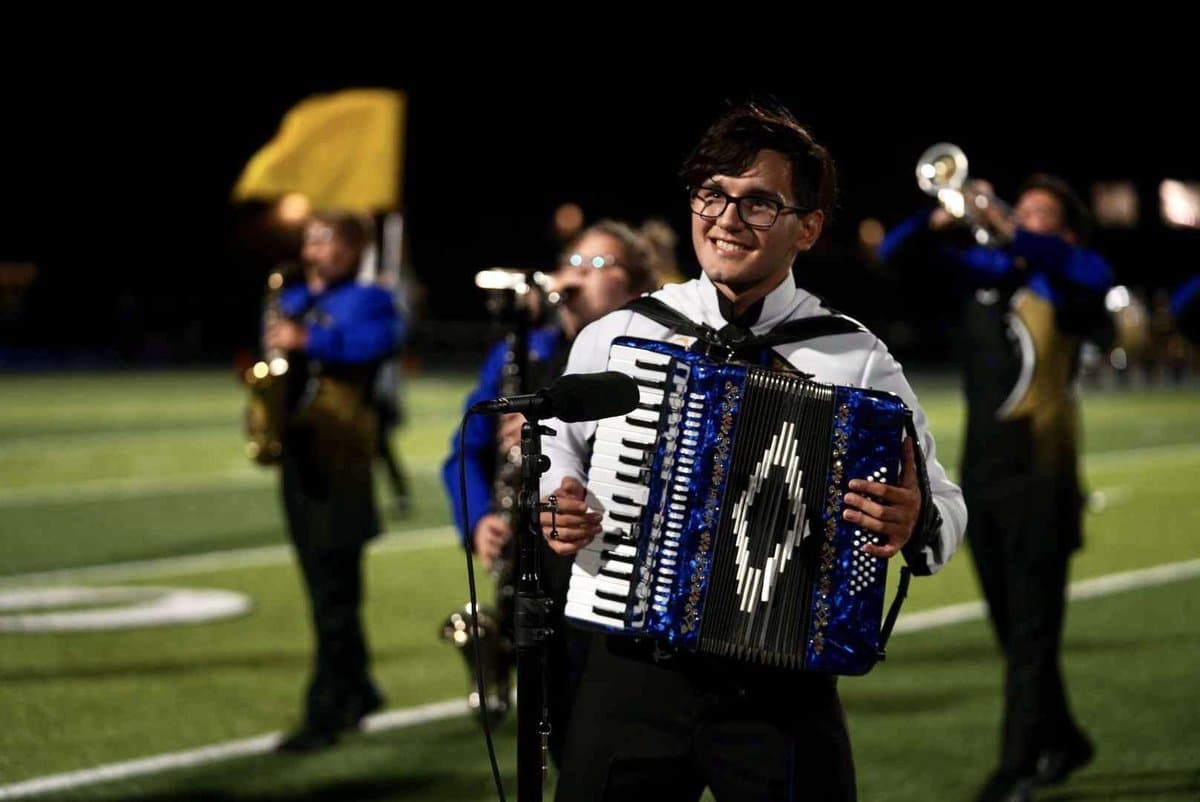Playing the accordion in Sulphur Springs